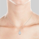 2 ctw Pear Shape Diamond Lovebright Pendant in 14K White Gold with Chain
