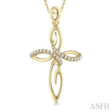 1/10 ctw Round Cut Diamond Cross Pendant in 14K Yellow Gold With Chain