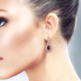 6x4 MM Pear Shape Rhodolite Garnet and 1/5 ctw Round Cut Diamond Earrings in 10K Rose Gold