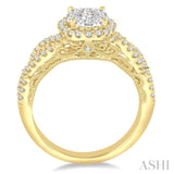 1 ctw Round Cut Diamond Lovebright Bridal Set with 3/4 ctw Engagement Ring and 1/5 ctw Wedding Band in 14K Yellow and White Gold