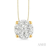 1.00 ctw Lovebright Round Cut Diamond Pendant in 14K Yellow and White Gold with Chain