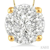 1.00 ctw Lovebright Round Cut Diamond Pendant in 14K Yellow and White Gold with Chain