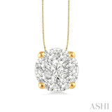 3/4 ctw Lovebright Round Cut Diamond Pendant in 14K Yellow and White Gold with Chain