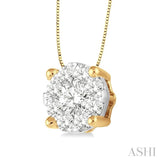 1/3 ctw Lovebright Round Cut Diamond Pendant in 14K Yellow and White Gold with Chain