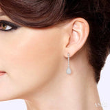 1 ctw Pear Shape Dangler Round Cut Diamond Lovebright Earrings in 14K White Gold