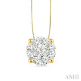 1/4 ctw Lovebright Round Cut Diamond Pendant in 14K Yellow and White Gold with Chain