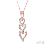 1/8 ctw Ascending Interlocked Heart Round Cut Diamond Pendant With Link Chain in 10K Rose Gold