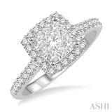 3/4 ctw Round Diamond Lovebright Halo Engagement Ring in 14K White and Yellow Gold