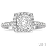 3/4 ctw Round Diamond Lovebright Halo Engagement Ring in 14K White and Yellow Gold