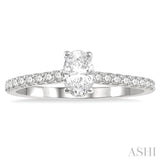 5/8 Ctw Oval Shape Center Stone Ladies Engagement Ring with 3/8 Ct Oval Cut Center Stone in 14K White Gold