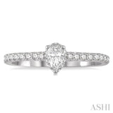 5/8 ctw Pear Center Stone Ladies Engagement Ring with 3/8 Ct Pear Cut Center Stone in 14K White Gold