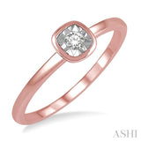 1/50 ctw Square Curve Edge Round Cut Diamond Promise Ring in 10K Rose Gold