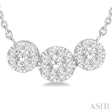 1/3 ctw 3-Stone Lovebright Round Cut Diamond Necklace in 14K White Gold