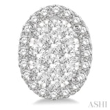 1 ctw Oval Shape Lovebright Round Cut Diamond Stud Earrings in 14K White Gold