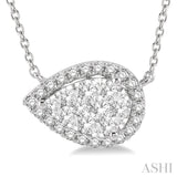 1/2 ctw Pear Shape Round Cut Diamond Lovebright Pendant With Chain in 14K White Gold