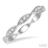 1/10 Ctw Marquise Lattice Round Cut Diamond Stackable Band in 14K White Gold