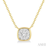 1/6 Ctw Cushion Shape Lovebright Diamond Pendant With Chain in 14K Yellow and White Gold