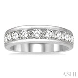 1 1/2 Ctw Channel Set 11 Stone Round Cut Diamond Wedding Band in 14K White Gold