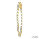 1 ctw Inside-Out Round Cut Diamond Oval Shape Hoop Earrings in 14K Yellow Gold