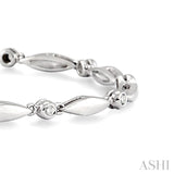 1/4 ctw Boat Shape Round Cut Diamond Bracelet in 10K White Gold