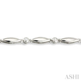 1/4 ctw Boat Shape Round Cut Diamond Bracelet in 10K White Gold