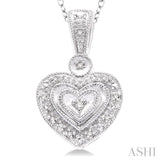 1/20 ctw Heart Shape Single Cut Diamond Pendant in Sterling Silver with Chain