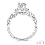 1/3 ctw Diamond Engagement Ring with 1/4 ct Round Cut Center Stone in 14K White Gold