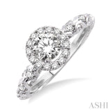 1/3 ctw Diamond Engagement Ring with 1/5 ct Round Cut Center Stone in 14K White Gold