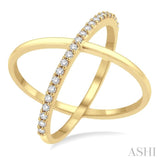 1/4 Ctw Round Cut Diamond 'X' Ring in 14K Yellow Gold
