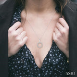 1/10 Ctw Hollow Cut Circle Round Cut Diamond Petite Pendant With Chain in 10K White Gold