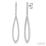 1/3 ctw Open Pear Shape Round Cut Diamond Long Earring in 14K White Gold