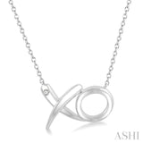 1/50 ctw 'XO' Hugs and Kisses Round Cut Diamond Fashion Pendant With Chain in Sterling Silver