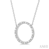 1/2 Ctw Circle Baguette and Round Cut Diamond Pendant With Chain in 14K White Gold