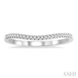 1/10 ctw Arched Center Round Cut Diamond Wedding Band in 14K White Gold