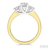 3/4 ctw Round Cut Diamond Three-Stone Ring in 14K Yellow and White Gold