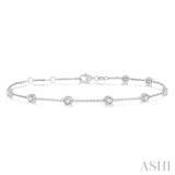 1 ctw Round Cut Diamond Circular Mount Station Bracelet in 14K White Gold