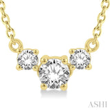 1/4 ctw Three Stone Round Cut Diamond Necklace in 14K Yellow Gold