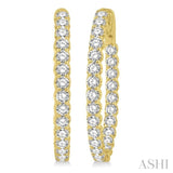 4 ctw Inside-Out Round Cut Diamond Oval Shape Hoop Earrings in 14K Yellow Gold