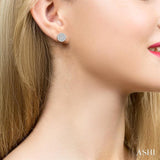 1/8 Ctw Disc Shape Round Cut Diamond Petite Fashion Earrings in 10K White Gold