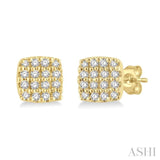 1/8 Ctw Cushion Shape Round Cut Diamond Petite Fashion Earrings in 10K Yellow Gold