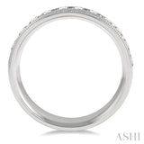 1 ctw Parallel Milgrain & Niched Center Round Cut Diamond Men's Wedding Band in 14K White Gold