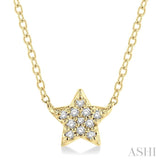 1/10 ctw Star Round Cut Diamond Petite Fashion Pendant With Chain in 10K Yellow Gold