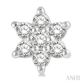 1/6 ctw Floral Round Cut Diamond Petite Fashion Earring in 10K White Gold