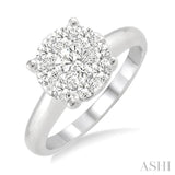 1.00 ctw Round Cut Lovebright Diamond Ring in 14K White Gold