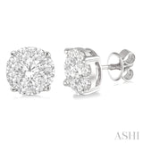 2 1/10 ctw Lovebright Round Cut Diamond Stud Earrings in 14K White Gold