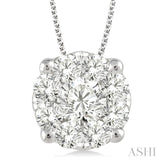 2.00 ctw Lovebright Round Cut Diamond Pendant in 14K White Gold with Chain