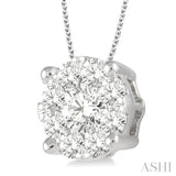 2.00 ctw Lovebright Round Cut Diamond Pendant in 14K White Gold with Chain