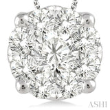 2.00 ctw Lovebright Round Cut Diamond Pendant in 14K White Gold with Chain