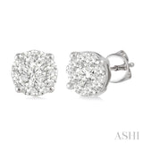 1.00 ctw Round Cut Lovebright Diamond Stud Earrings in 14K White Gold