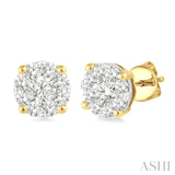 1.00 ctw Lovebright Round Cut Diamond Stud Earrings in 14K Yellow and White Gold